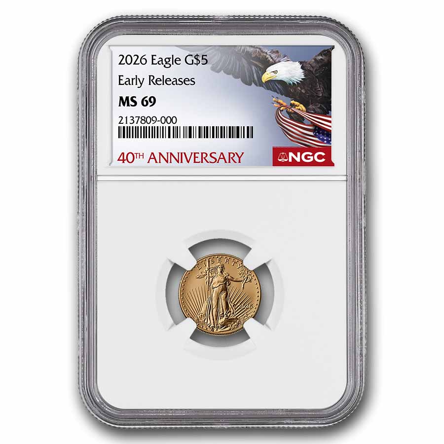 2026 1/10 oz American Gold Eagle MS-69 NGC (ER, 40th Anniversary